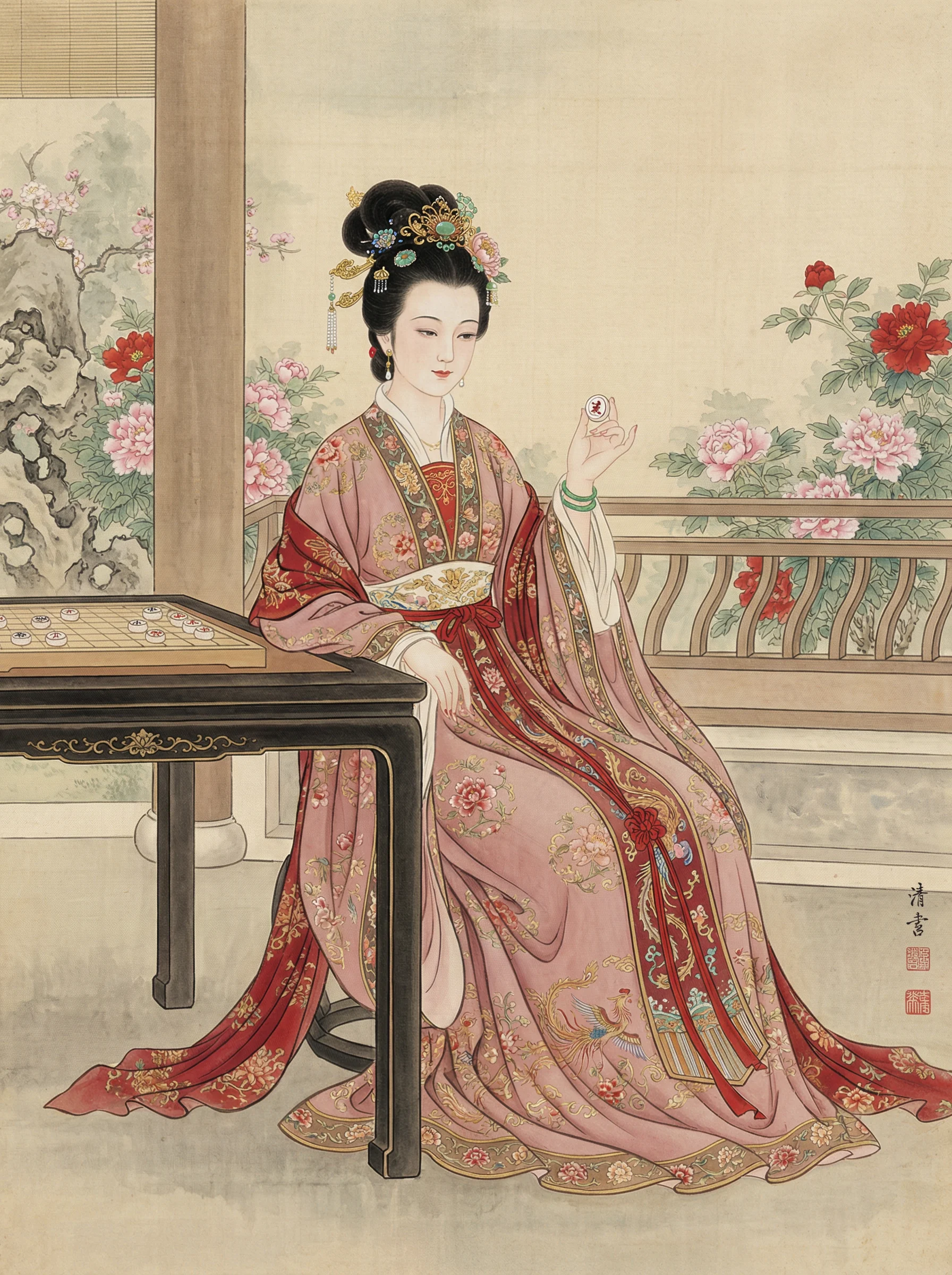 宫廷仕女弈棋图 - 天下棋牌 后宫佳丽