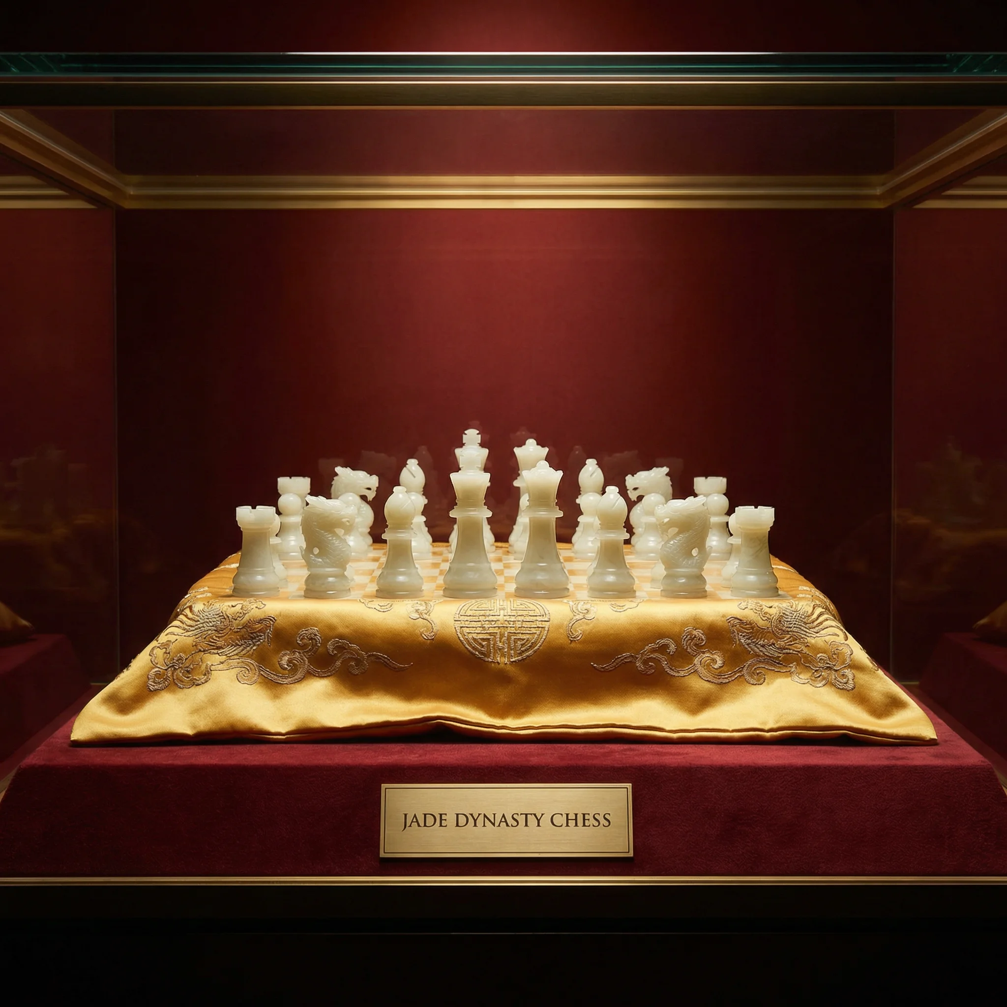 和田玉雕琢的宫廷棋盘，展示精美的 天下棋牌